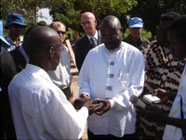 The Director of Cleared Ground’s partner, LUTCAM, presents the one millionth bullet to the head of the SALW Commission –Guinea Bissau 